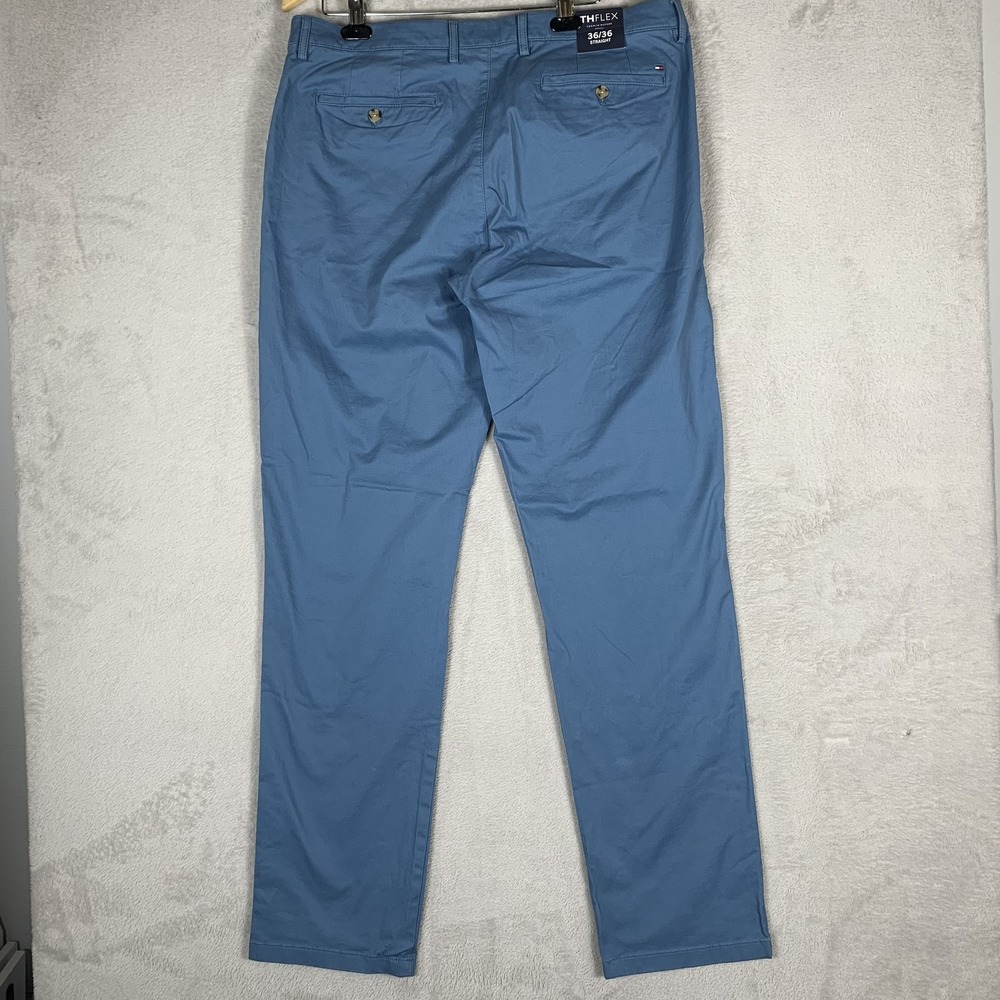 Tommy Hilfiger Pants Mens 36x36 Blue TH Flex Straight Chino Stretch Casual NEW - Picture 10 of 11